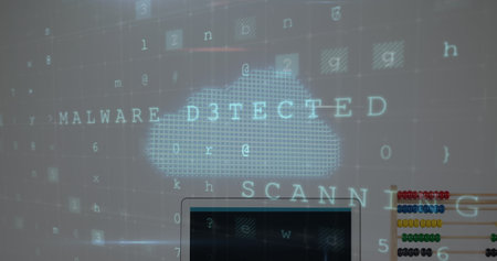 Image of data processing and statistics on screen over cityscape. Global internet security...