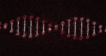 Image of dna strand spinning on black background. global medicine, healthcare and technology concept...