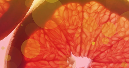 Image of orange spots over orange. national vegetarian week and celebration concept digitally...