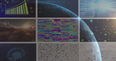Image of data processing over globe. Global business and digital interface concept digitally...