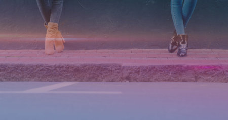 Image of smiling african american women using smartphones. national siblings day and celebration concept digitally generated image.の写真素材