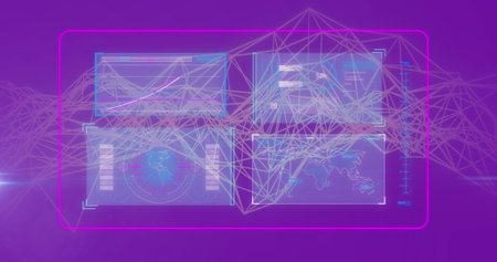 Image of data processing over screens. Global computing, digital interface and data processing...