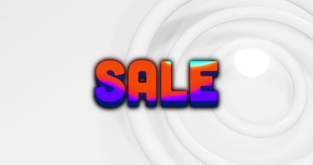 Image of sale over colorful stains and white background with circles. Shopping, sales and promotions...