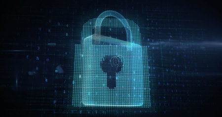 Image of data processing over padlock. global business and digital interface concept digitally...