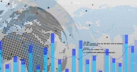 Image of data processing over white background. global business and digital interface concept...