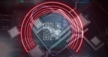 Image of data processing over padlock. global business and digital interface concept digitally generated image.の写真素材