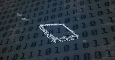 Image of 6g text, data processing and computer processor over binary coding. global technology and digital interface concept digitally generated image.の写真素材