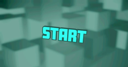 Image of start text over 3d green stacked cubes. digital interface and technology concept digitally...