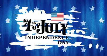 Image of 4th of july independence day text over stars on blue background. Independence day,...