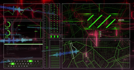 Unique design image with futuristic interface and data representation. Digitally generated, computer...