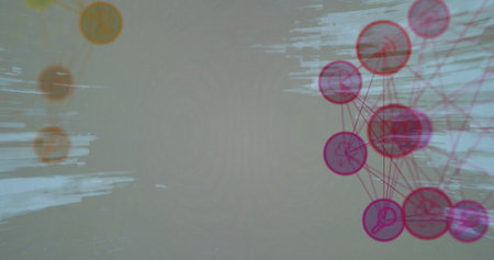 Image of network of connections moving on white background. global communication and digital network concept, digitally generated image.の写真素材