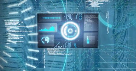 Image of data processing over computer wires. network, communication, data processing and technology...