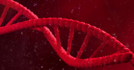 Image of data processing over dna strand. Global science and digital interface concept digitally generated image.の写真素材