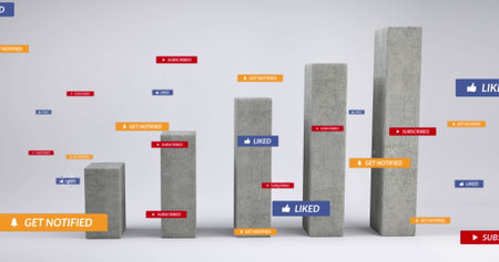 Image of social media data processing over statistics. Global social media, connections, computing...