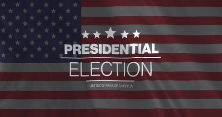 Image of presidential election united states of america text over waving american flag. America,...