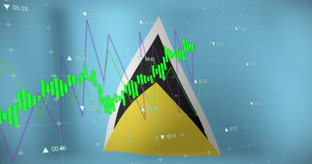 Image of data processing over flag of saint lucia. flags of the world and digital interface concept digitally generated image.の写真素材