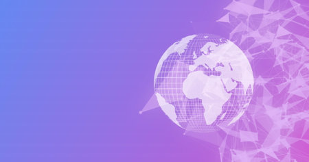 Image of media icons and shapes over globe. Social media and digital interface concept, digitally generated image.の写真素材