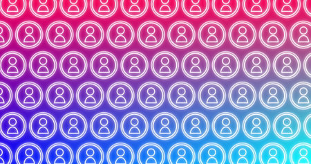 Digital image of people icon vectors moving in an abstract background. 4kの写真素材