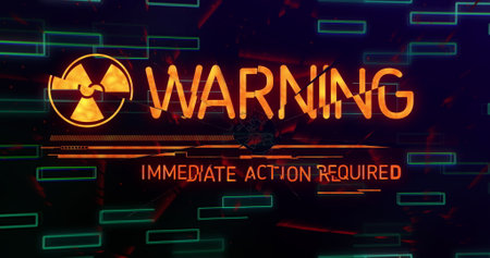 Image warning over black background with rectangles. image games and entertainment concept digitally generated image.の写真素材