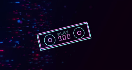 Image of retro radio over black background with dots. Communication, party and vintage style concept...