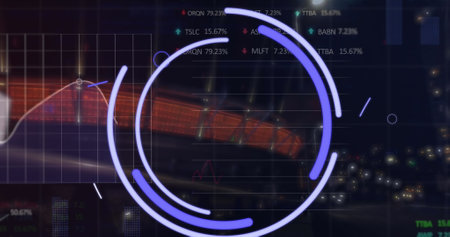 Image of shapes over data processing and cityscape. Global technology, computing and digital interface concept digitally generated image.の写真素材