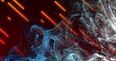 Image of moving glowing lights and waves over black background. color, movement and energy...