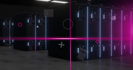 Image of computer servers. Global connections, computing and data processing concept digitally...