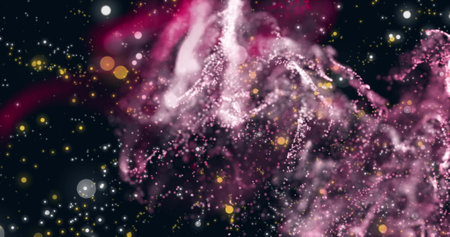Image of moving glowing lights and waves over black background. color, movement and energy...