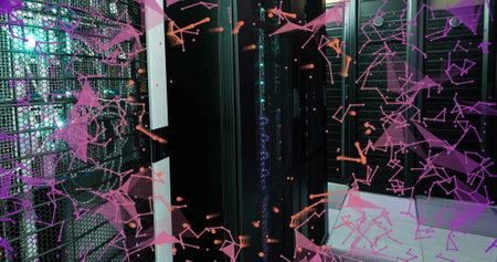 Image of connections and data processing over computer servers. Global connections, computing and...