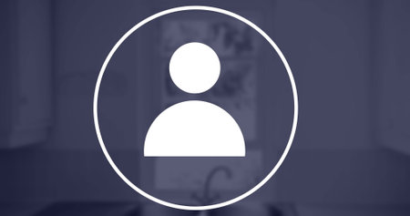 Image of financial data processing and people icon over office. Global finance, business, connections, computing and data processing concept digitally generated image.の写真素材