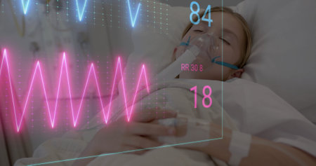 Image of data processing over caucasian female doctor and girl patient. Global medicine,...