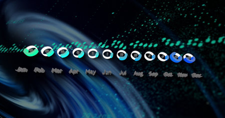 Image of digital data processing over network of connections and light trails. Global connections,...
