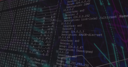 Image of digital data processing over networks of connections. Global connections, computing and...