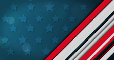 Image of stars and stripes of american flag. July 4th, american, patriotism, celebration and tradition, digitally generated image.の写真素材