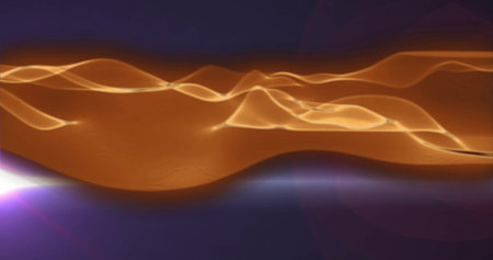 Image of orange light waves moving up and down over purple and white light. Shape, colour, direction...