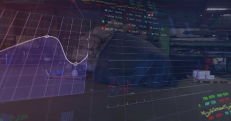 Image of financial data processing over cityscape. Global business finances and digital interface concept digitally generated image.の写真素材