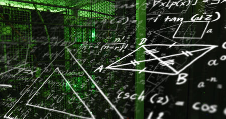 Image of data processing over computer servers. Global business, finances, computing and data processing concept digitally generated image.の写真素材