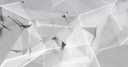 Image of black shapes and clouds moving on grey background. Abstract background, pattern and movement concept digitally generated image.の写真素材