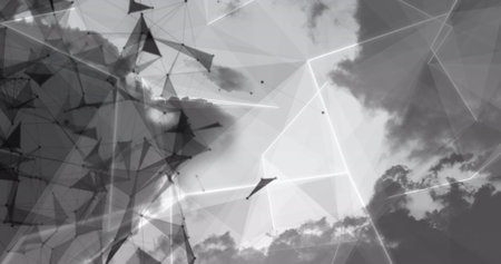 Image of black shapes and clouds moving on grey background. Abstract background, pattern and...
