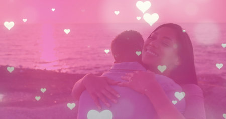 Image of glowing light over fit man exercising with spots of light. Global connection well being concept digitally generated image.の写真素材