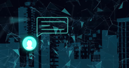 Image of social media icons and data processing. Global social media, business, finance, computing...