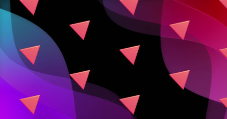 Image of colourful shapes repeated on black background. Abstract, colour, shapes and pattern concept...