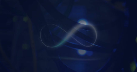 Image of infinity sign and data processing. Global business, computing, data processing and connections concept digitally generated image.の写真素材
