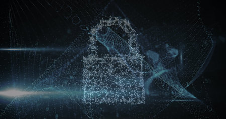 Image of padlock over data processing. Global business and digital interface concept digitally...