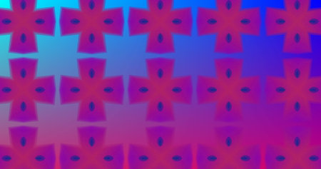Image of kaleidoscopic colourful red, blue and purple square shapes moving hypnotically in a...