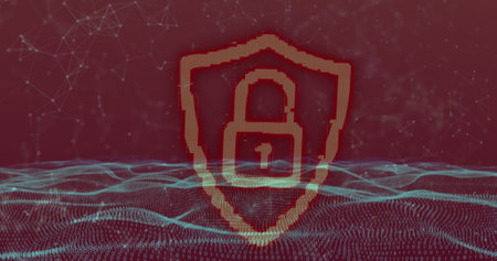 Image of security padlock and data processing. Global networks, computing and data processing concept digitally generated image.の写真素材