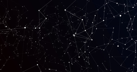 Image of financial data processing over dark background. Global business, finances, computing and data processing concept digitally generated image.の写真素材