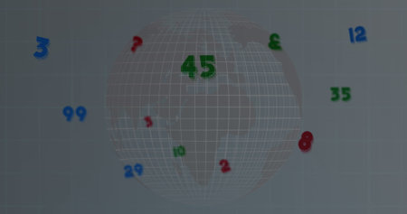 Image of financial connections over grey background. Global connections, data processing and digital interface concept digitally generated image.の写真素材