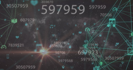 Image of networks of connections with numbers network of connections. Global connections technology...