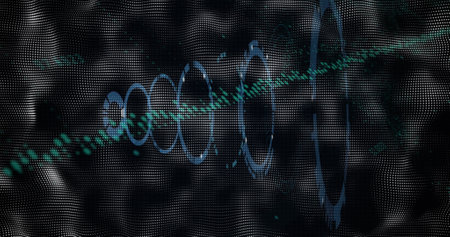 Image of data processing over scope scanning. Global business and digital interface concept...